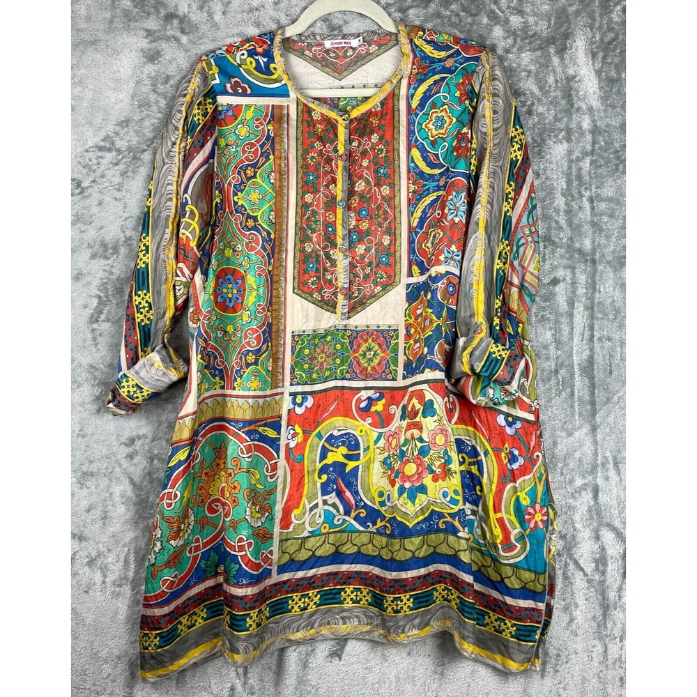 Johnny Was Multicolor Patchwork Floral Tunic